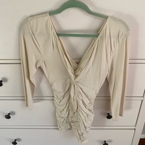 Last tango v-neck ruched 3/4 sleeve top